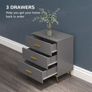 HOMCOM Bedroom Chest of Drawers, 3-Drawer Dresser with Aluminium Legs