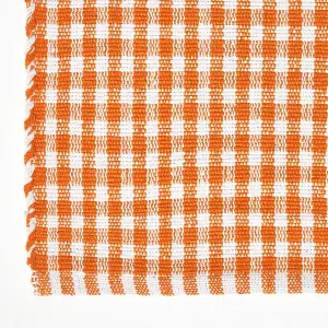 Homescapes Cotton Gingham Check Rug Hand Woven Orange White, 70 x 120 cm