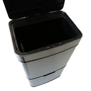 Fogg Stainless Steel Motion Sensor Multi-Compartment Rubbish & Recycling Bin - 62L