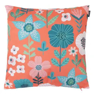 Veeva Meadow Print Set of 4 Red Outdoor Cushion