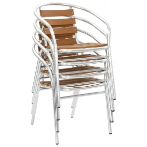 Berkfield Stackable Garden Chairs 4 pcs Aluminium and WPC Silver