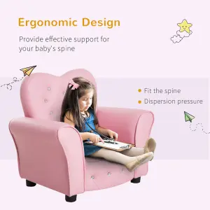 HOMCOM Kids Mini Sofa Children Armchair Seating Chair Girl Princess Sponge PVC