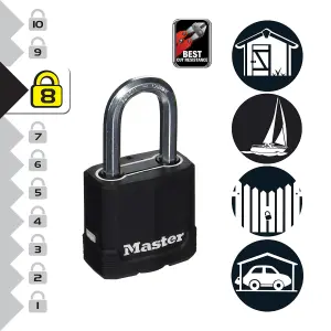 Master Lock Excell Heavy duty Laminated Steel Black Open shackle Padlock (W)49mm