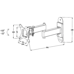 TV Bracket - extendable, swivel and tilt, for 10 - 26 inch televisions - black