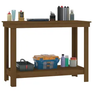 Berkfield Work Bench Honey Brown 110x50x80 cm Solid Wood Pine