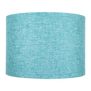 Contemporary and Sleek 12 Inch Teal Linen Fabric Drum Lamp Shade 60w Maximum