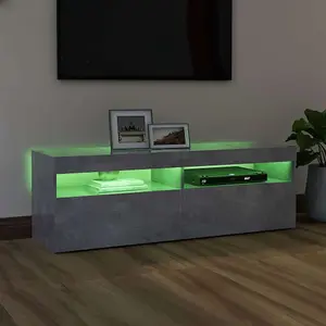 vidaXL TV Cabinet with LED Lights Concrete Grey 120x35x40 cm