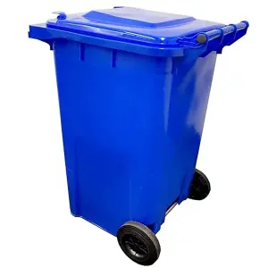 Large 240 Litre Blue Coloured Outdoor Council Wheelie Bins Complete With Lid And Wheels