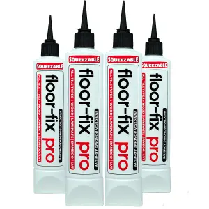 Floor-Fix Pro EASY SQUEEZE (4-Pack) All in One Repair Kit For Loose/Hollow & Creaky Tiles, Wood, LVT & Laminate.