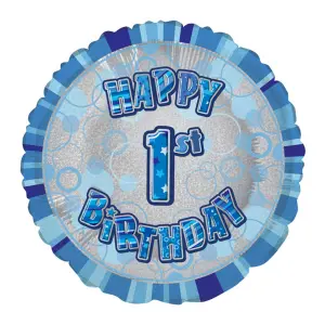 Unique Party 18 Inch Circle Blue Happy Birthday Foil Balloon Blue (9)