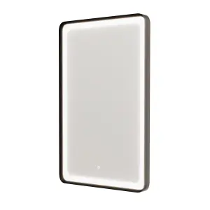 Nes Home Rectangle Demist LED Bathroom Mirror Touch Matte Black 500 X 700mm