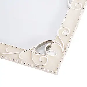 Traditional Ornate Pearl White Epoxy Picture Frame with Thin Wire Floral Decor