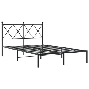 Berkfield Metal Bed Frame without Mattress with Headboard Black 120x200cm