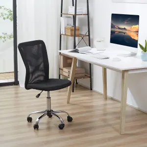 Vinsetto Armless Office Chair with Adjustable Height Mesh Back Wheels Black