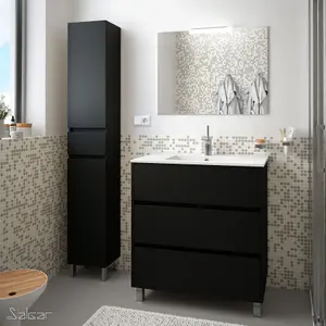 Optim Noir 600mm Floorstanding Vanity Unit - Matt Black