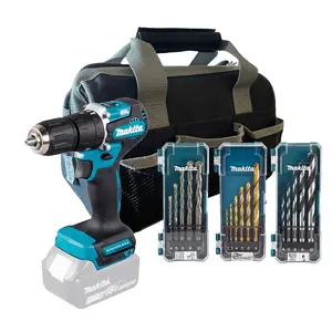 Makita DHP487Z 18v LXT Lithium Brushless Combi Hammer Bare + Bag + 16PC Bit Set