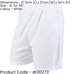 XL - WHITE Adult Soft Touch Elasticated Training Shorts Bottoms - Football Gym