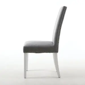 Richard Upholstered Dining Chair (Set of 2) Silver Grey Linen Effect / White