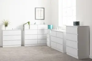 Malvern 8 Drawer Chest White Recessed Handles