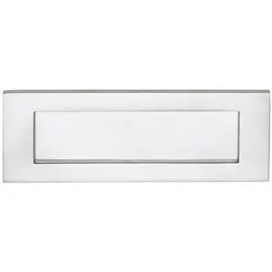 Inward Opening Letterbox Plate 242mm Fixing Centres 278 x 95mm Satin Chrome