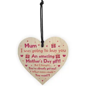 Red Ocean Funny Mothers Day Gift For Mum Wood Heart Sign Gift From Daughter Novelty Gift For Her