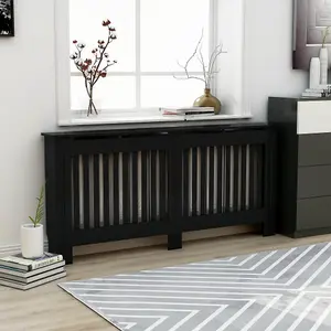 Berkfield Radiator Cover Black 172x19x81 cm MDF