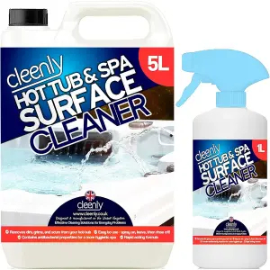 Cleenly Hot Tub & Spa Surface Cleaner Removes Dirt Grime Oil & Waterlines Antibacterial Properties 6L