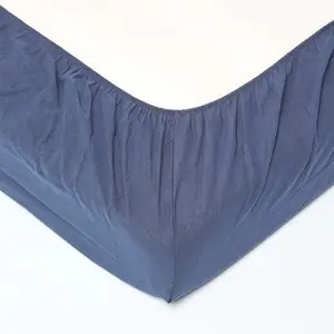 Homescapes Navy Blue Linen Deep Fitted Sheet, Double