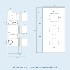 Nes Home Olive Square 3 Way Concealed Thermostatic Shower Mixer Set ,Shower Head, Handset, Bath Filler & Waste