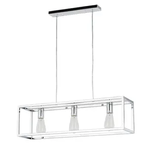 Luminosa Industrial And Retro Hanging Pendant Chrome 3 Light , E27