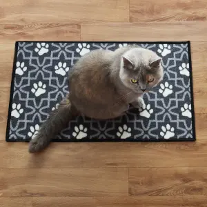 JVL Machine Washable Pet Mat 40 x 70 cm, Lattice Paws