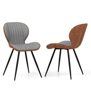 Costway 2Pcs Armless Dining Chair Modern Accent Chairs Upholstered Leisure Chair