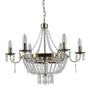 Luminosa Hanging Pendant Antique Bronze 9 Light  with Crystal Glass Shade, E14