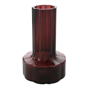 Hestia Burgundy Ribbed Glass Vase