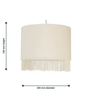 First Choice Lighting Fringed Off White 23cm Fringed Velvet Pendant Shade