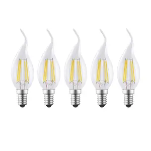 Harper Living 4.5 Watts E14 LED Bulb Clear Flame Tip Warm White Dimmable, Pack of 5