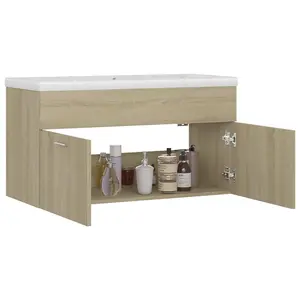 Berkfield Sink Cabinet with Built-in Basin Sonoma Oak Engineered Wood