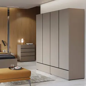 Kross 180cm Four-Door Wardrobe in Rich Congo - Expansive Storage with Sophisticated Flair