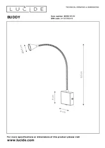 Lucide Buddy Modern Bedside Lamp - LED - 1x4W 4000K - White