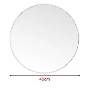 Baum Metal Flat Wall Mirror White / 40 cm H x 40 cm W