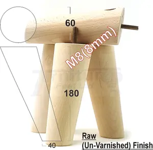 Wood Furniture Feet 180mm High Raw Repalcement Angled Furniture Legs Set Of 4 Sofa Chairs Stool M8