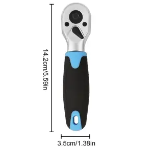 GOBEST 2 in 1 stubby ratchet handle 1/4" & 3/8" reversible action, 142 mm long