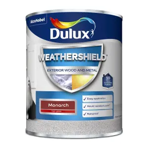 Dulux Weathershield Monarch red Gloss Exterior Metal & wood paint, 750ml