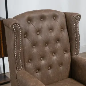 HOMCOM Chesterfield-style Wing Back Armchair Tufted Accent Chair Brown