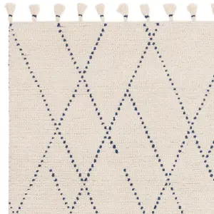 Cream Kilim , Modern , Wool Geometric Easy to Clean Rug for Living Room, Bedroom - 160cm X 230cm