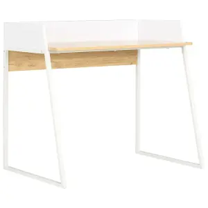 Berkfield Desk White and Oak 90x60x88 cm