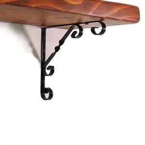 Wooden Rustic Shelf with Bracket WO Black 220mm 9 inches Teak Length of 60cm