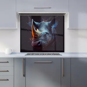 Rhino Face Splashart Premium Glass Kitchen Splashback W600mm x H600mm