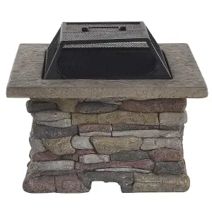 Beliani Rectangle Fire Pit Grey KELUD