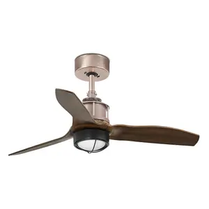 Luminosa Just LED Copper, Wood Ceiling Fan 81cm, 3000K